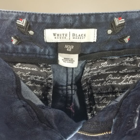White House Black Market Noir Flare Leg Blue Jeans Size 6R - Picture 5 of 5